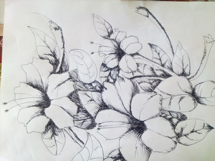 sketsa bunga